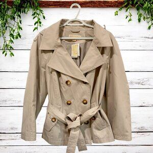 Michael Kors Beige Belted Double Breasted Cotton Blend Trench Coat Sz 1X